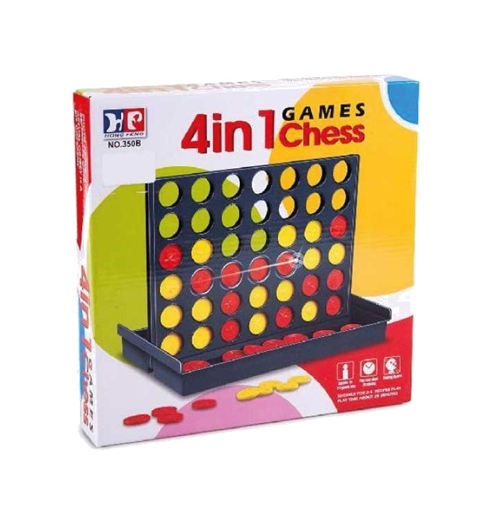 juego de mesa con 4 en raya, ajedrez y damas 26,50x26,50x4,50 cm