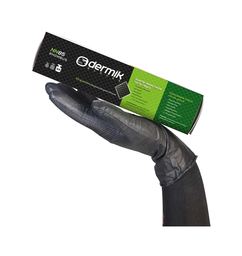 dispensador 100 guantes desechables diamantados nitrilo