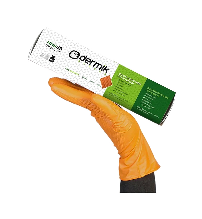 dispensador 100 guantes desechables diamantados nitrilo