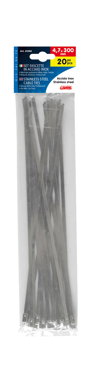 bolsa de 20 bridas de acero inoxidable 4.7x300mm lampa