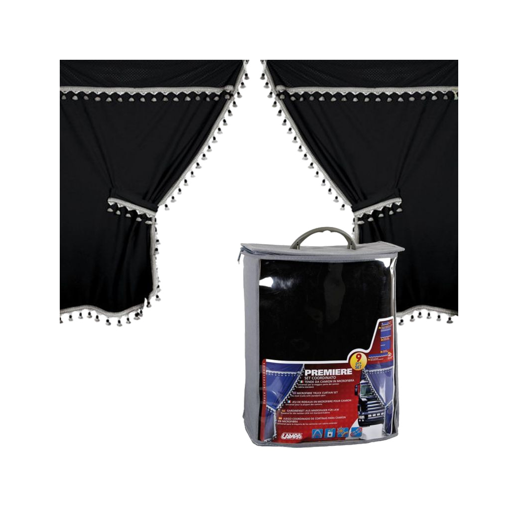 kit completo de cortinas para camión lampa: cortinas de vidrio, persianas centrales, tira de sombrilla, correas magnetizadas y ganchos de plástico