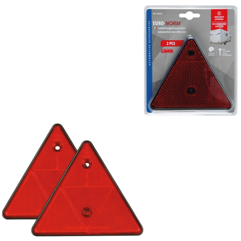 juego de reflectores catadióptricos triangulares para remolque 160 mm - certificados con normas europeas