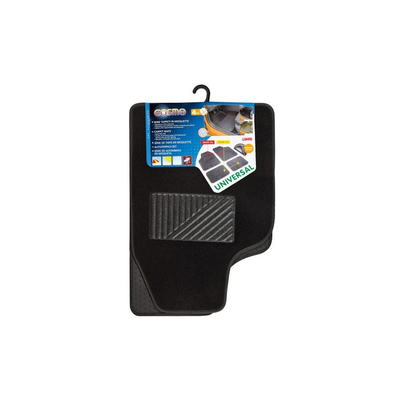 juego 4 alfombrillas de coche universales cosmo con moqueta/pvc
