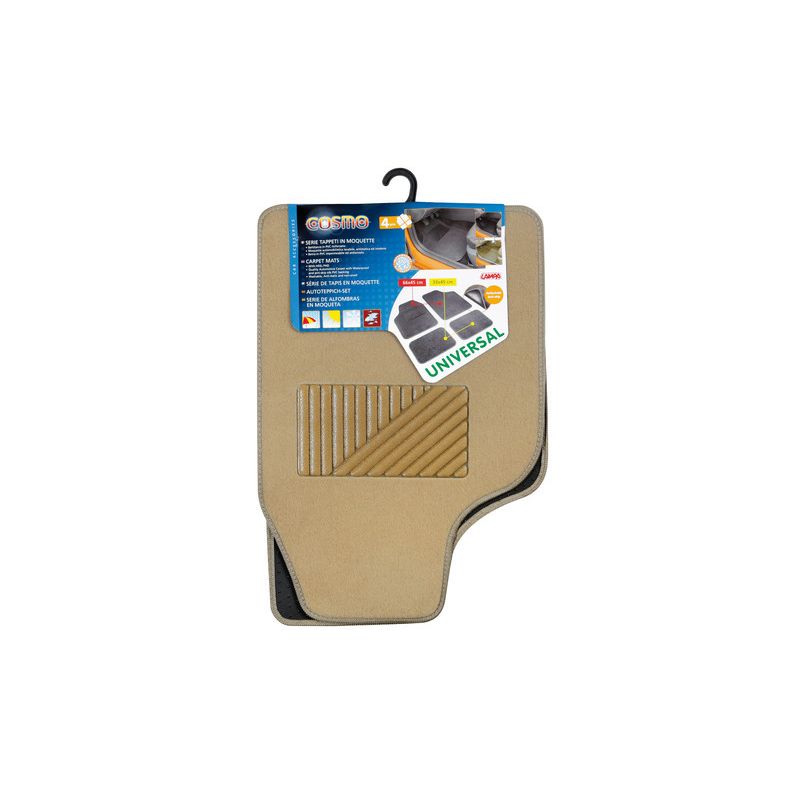juego 4 alfombrillas de coche universales cosmo con moqueta/pvc