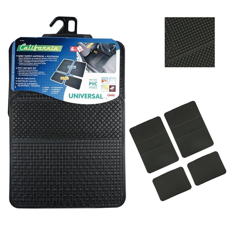 juego 4 alfombrillas de coche universales pvc california lampa