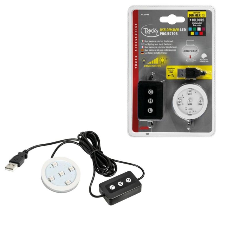 base luminosa led usb con atenuador para ambientador de camiones - 7 colores