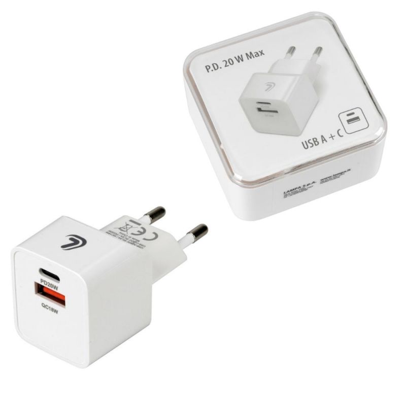 cargador de pared usb de 20w con 2 puertos de carga para dispositivos móviles - lampa
