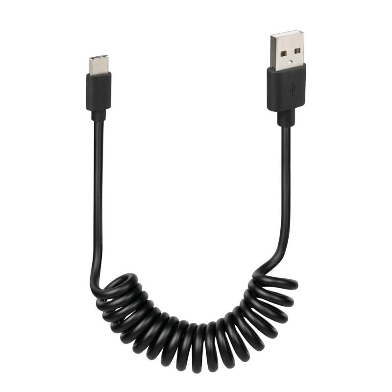 cable de carga en espiral usb type c 100 cm para coche y moto