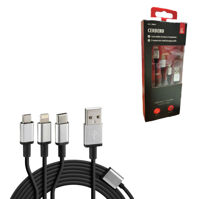cable multi-carga 3 en 1 para teléfonos móviles - micro usb, tipo c y iphone - carga rápida