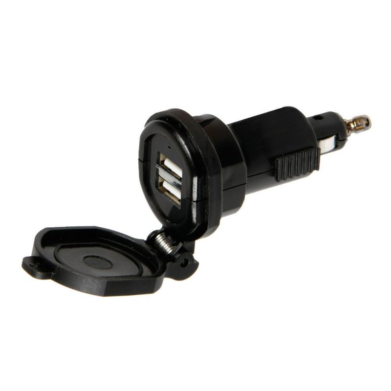 cargador de mechero lampa con carga rápida para teléfono móvil din 2 usb 12/32v 2700ma