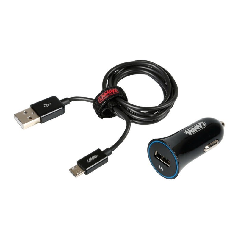 cargador de mechero 2 en 1 micro usb 12/24v 1000 ma lampa