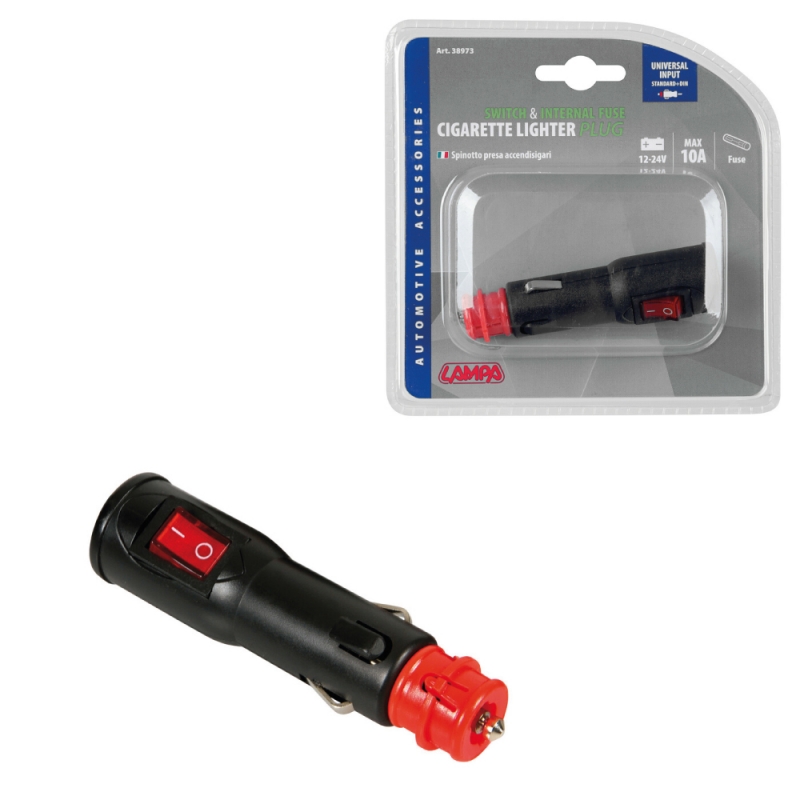 enchufe mechero con interruptor de encendido/apagado y fusible de protección - lampa