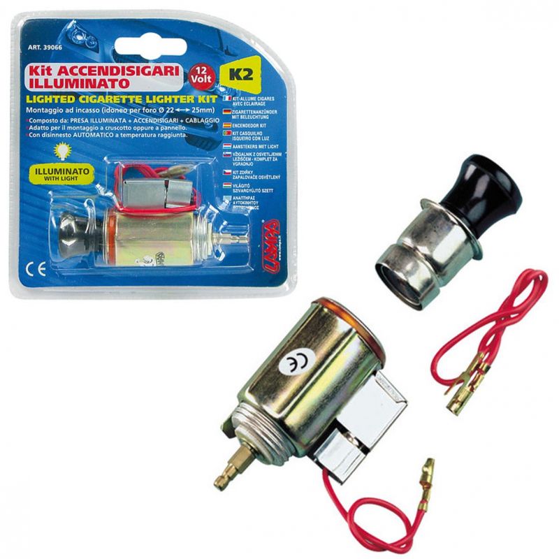 kit de enchufe mechero con luz k2 ø21 mm 12v - lampa