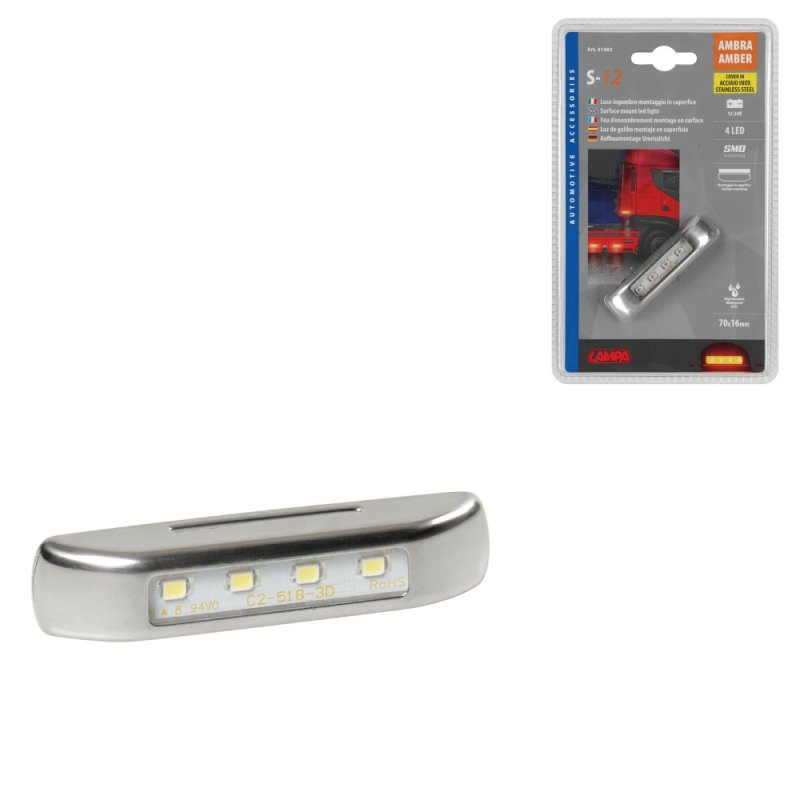 luz de galibo 4 led 12/24v con cubierta de acero inoxidable – lampa