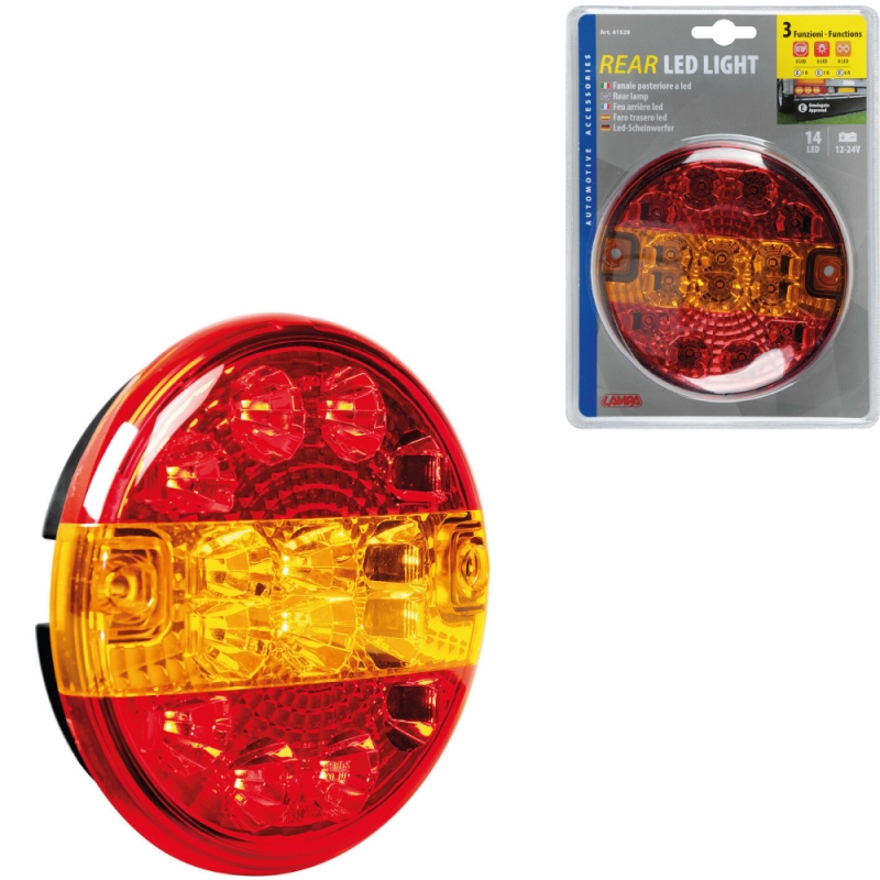 piloto trasero 3 funciones redondo homologado para camión 14 led 12/24v e