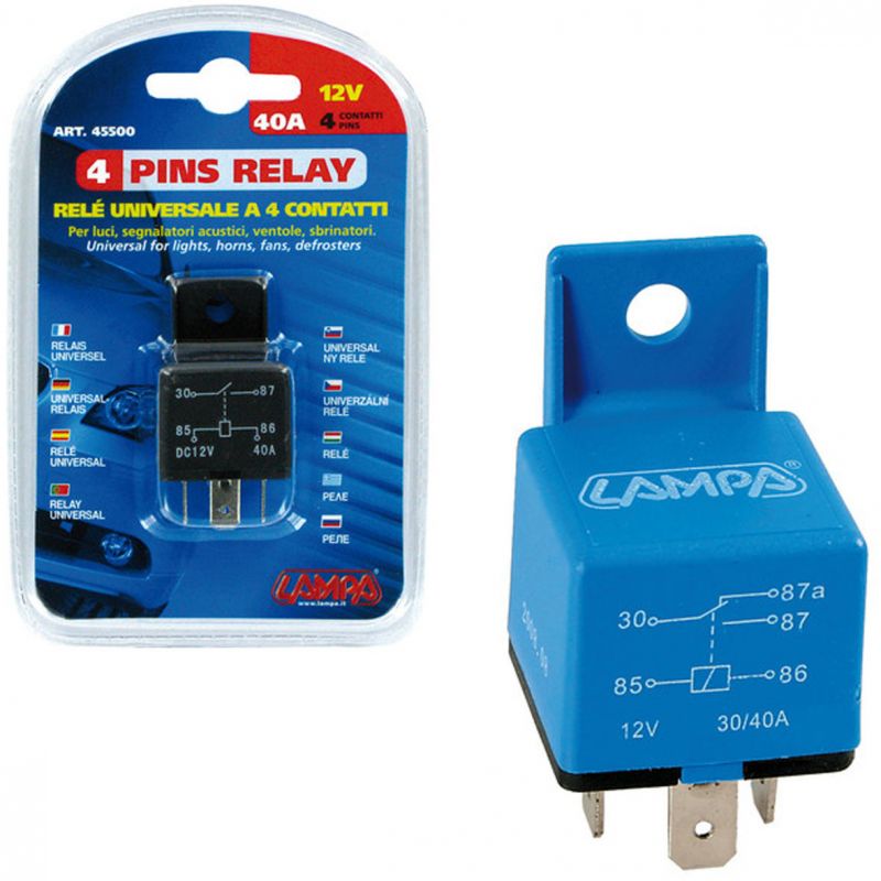 rele universal 4 pins 12v 30/40a - lampa