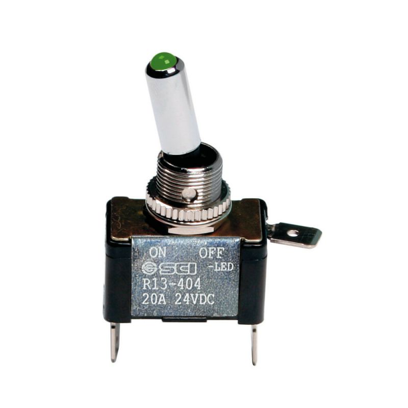 interruptor de palanca 2 terminales 12/24v 20a de aluminio con testigo led