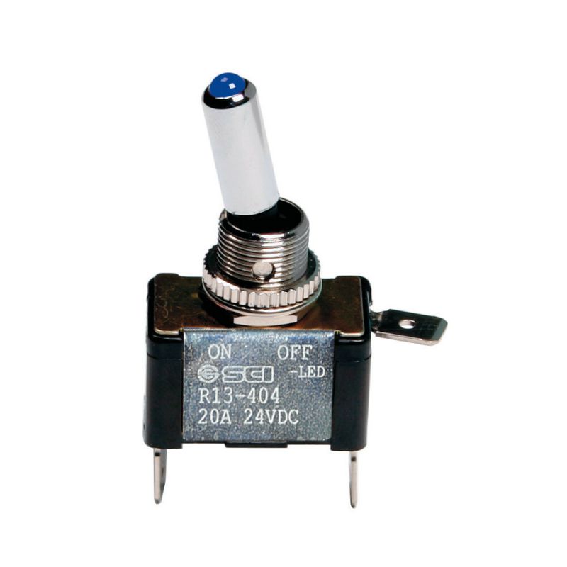 interruptor de palanca 2 terminales 12/24v 20a de aluminio con testigo led