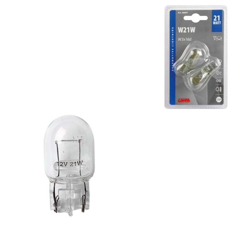 blister 2 lámparas w21w homologadas 12v 21w para automóvil