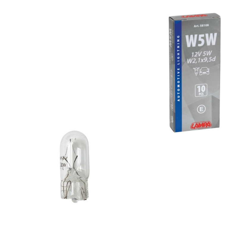 blister de 2 lámparas homologadas w5w 12v 5w para coche