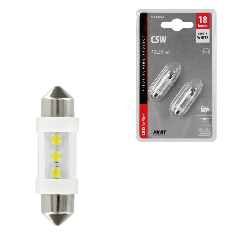 blister 2 lámparas bombillas plafonier 12v 36 mm 3 led