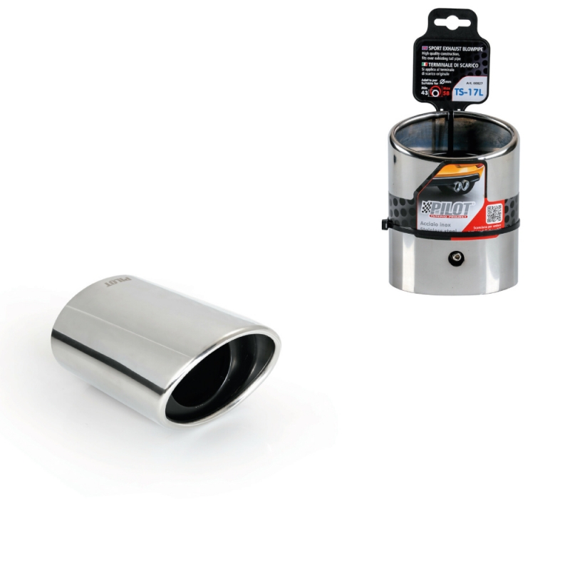 terminal de escape de acero inoxidable pulido ovalado ts 17 ø43-58 mm - lampa