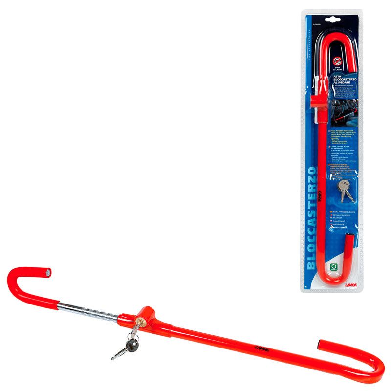 barra antirrobo volante y pedal de coche lampa con llave doble