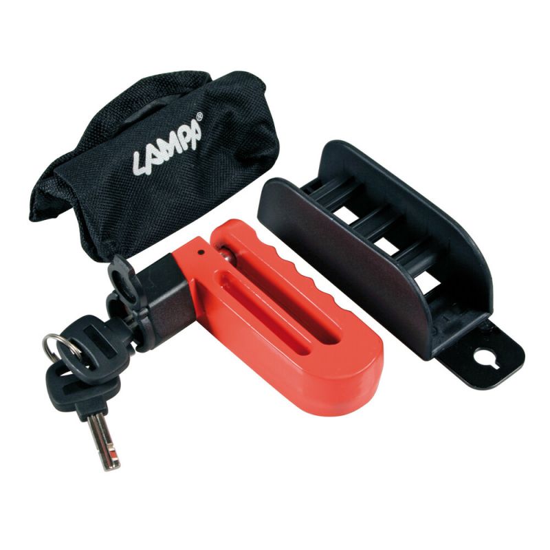candado antirrobo para discos de freno moto 10 cm con soporte y funda de nylon