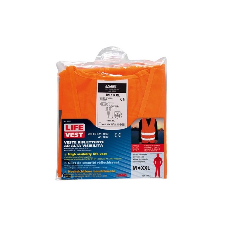 chaleco reflectante homologado lampa, talla única universal m-xxl