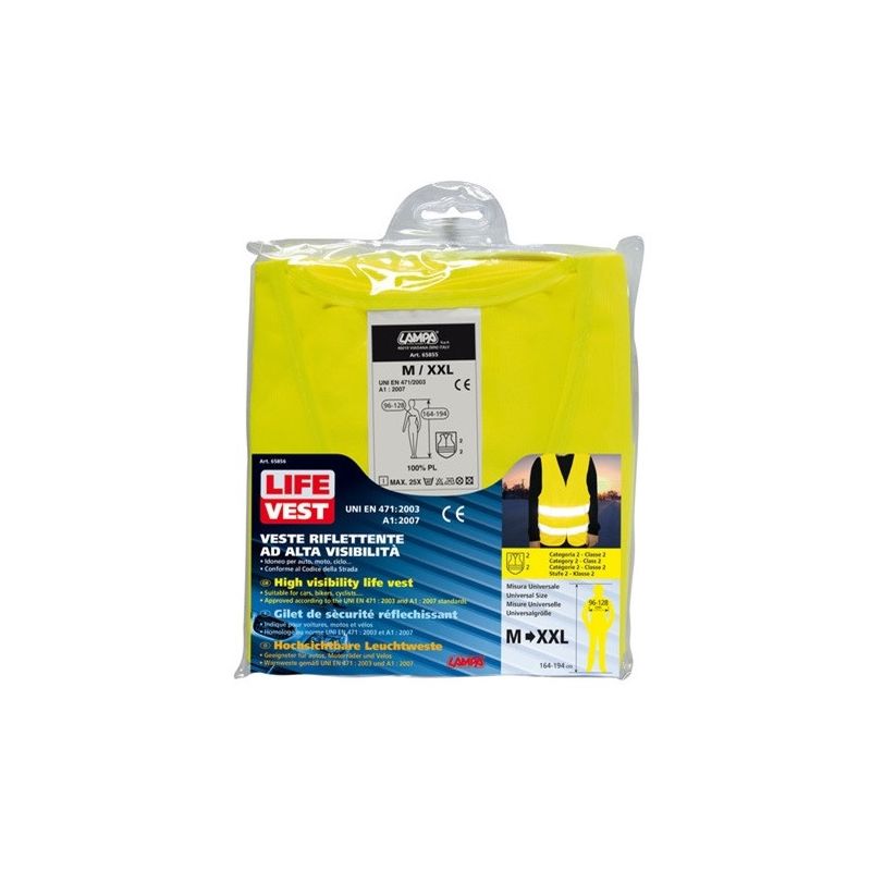 chaleco reflectante homologado lampa, talla única universal m-xxl
