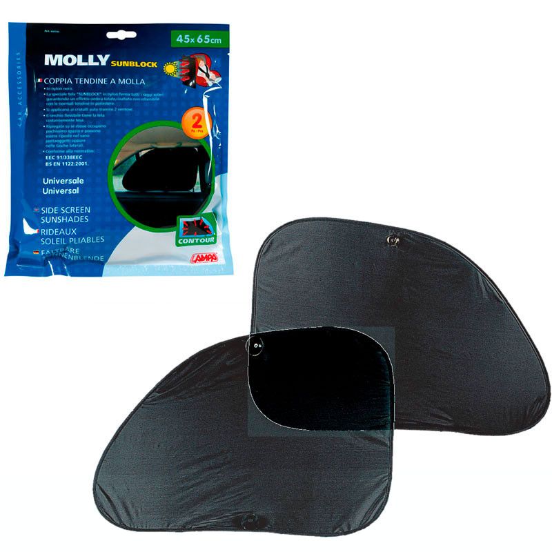 juego de 2 parasoles laterales molly nylon 45x65 cm con doble ventosa para bloquear todos los rayos del sol