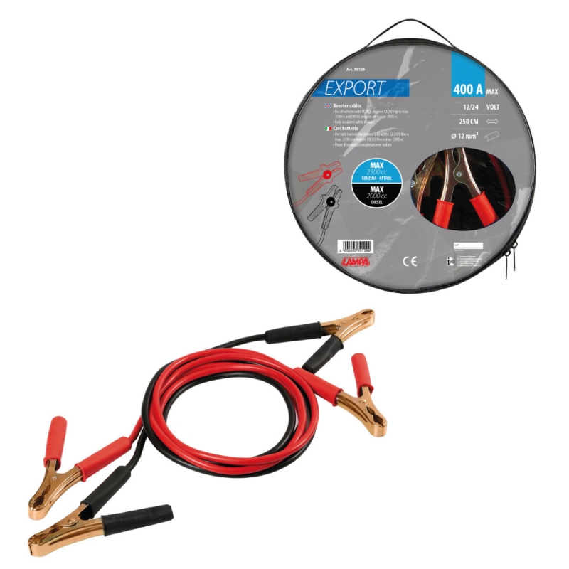 cable de arranque 12/24v 400a 250cm 12mm2 - lampa