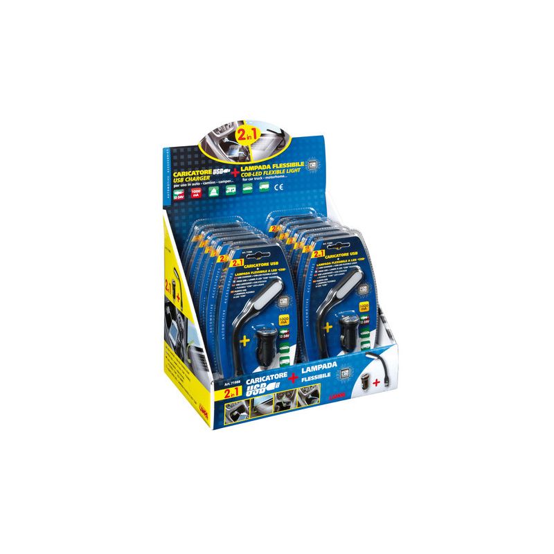 linterna flexible con enchufe mechero y puerto usb led - lampa