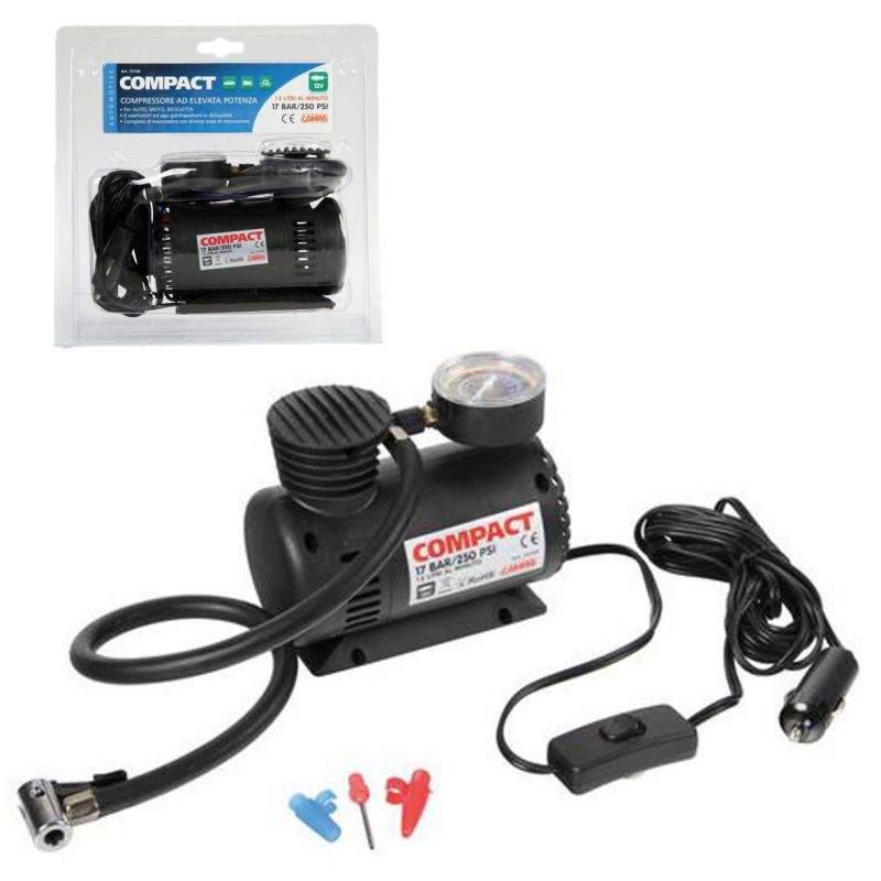 compresor con manómetro 12v 200w para neumáticos