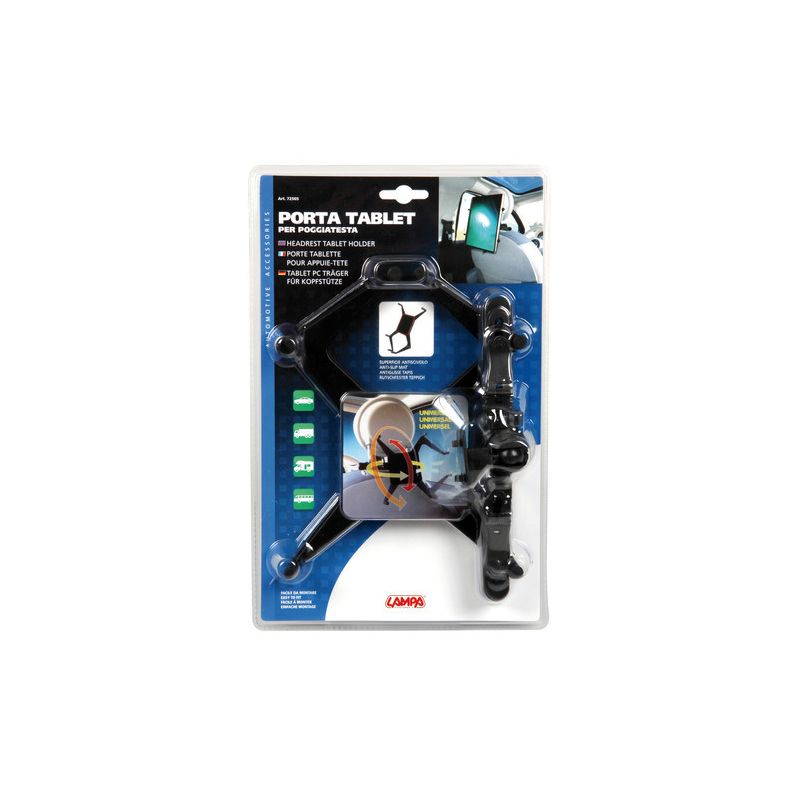 soporte para tablet lampa, sujeción al reposacabezas, fácil montaje y ajustable, anchura 145-205 mm