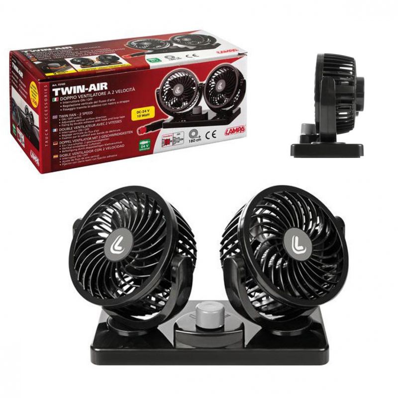 ventilador doble 2 velocidades 24v lampa - ajuste vertical y oscilación ajustable