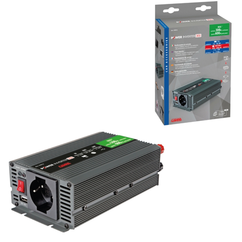 transformador con puerto usb 5v 12v - 220v 300w lampa