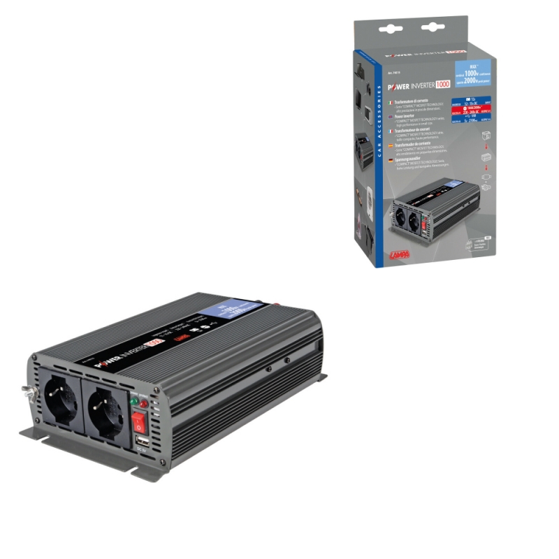 transformador con puerto usb 5v 12v - 220v 1000w lampa