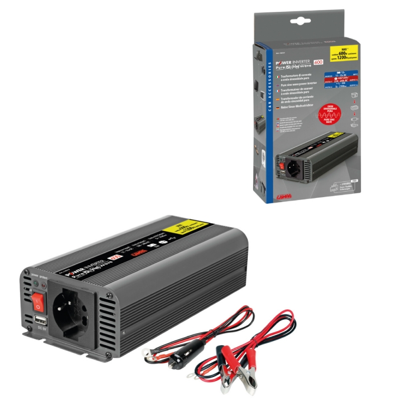transformador de onda sinusoidal pura 12v - 230v 600w - lampa