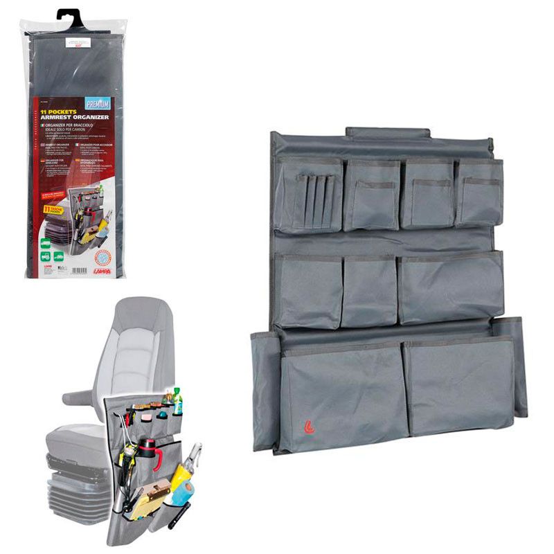 organizador para reposabrazos de camion, 11 bolsillos, 54x65cm
