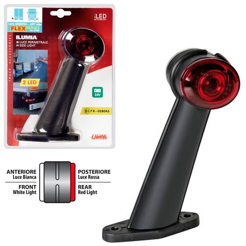 piloto luz perimetral izquierdo flexible para camión 2 led 24v 60º - homologado e4
