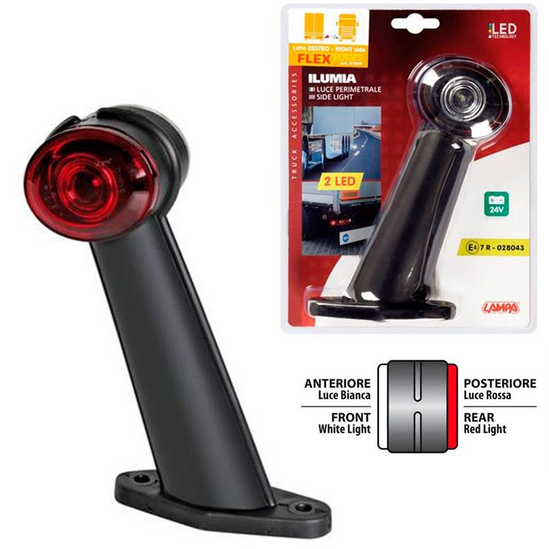 piloto luz perimetral flexible para camión 2 led 24v 60º - homologado e4