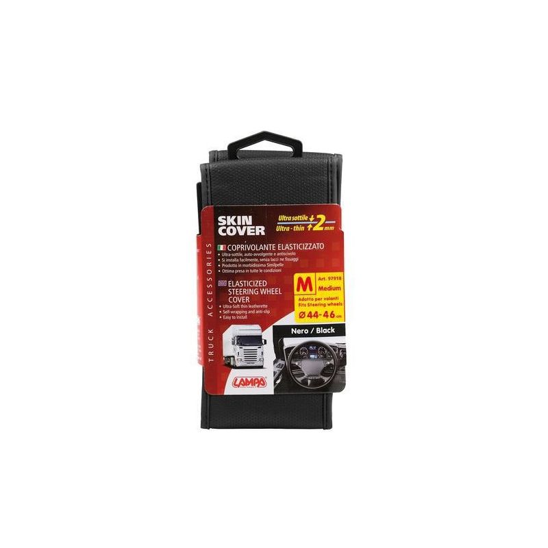 funda de volante de cuero sintético negro - lampa
