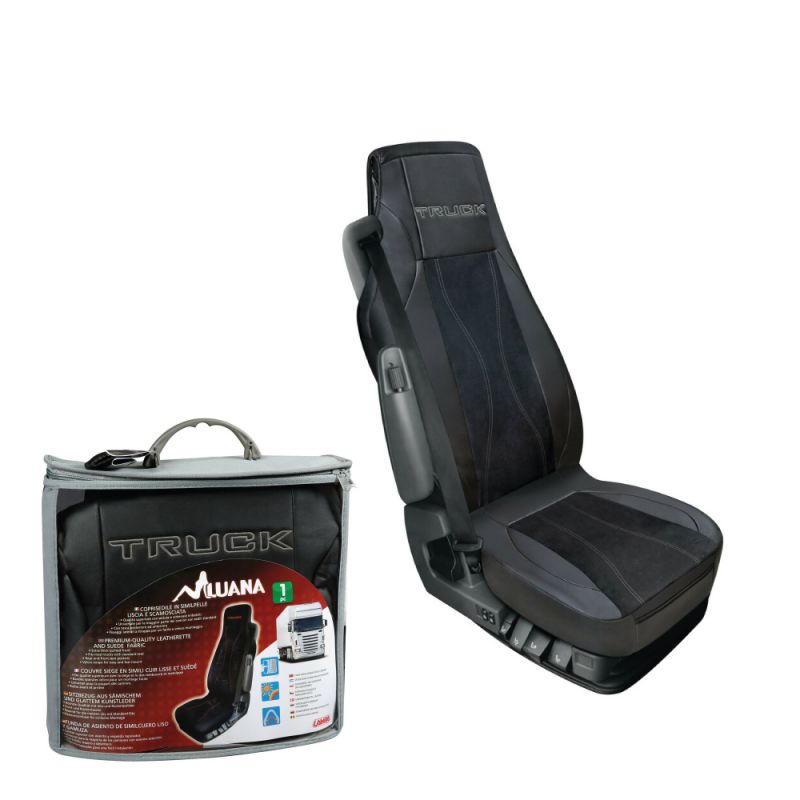 funda de asiento para camión de cuero sintético con bolsillos delantero y trasero
