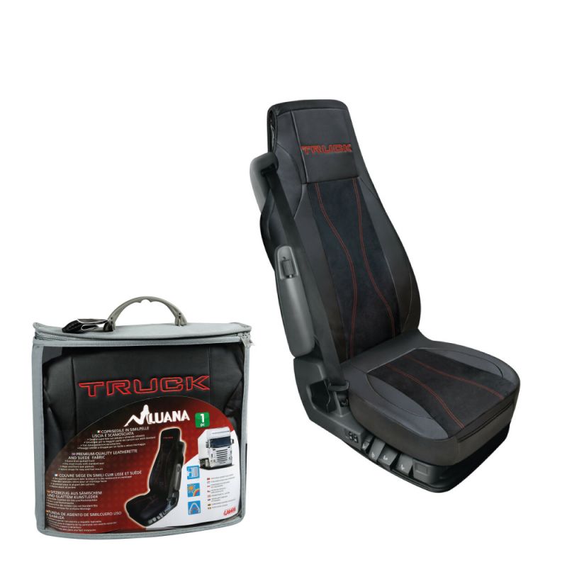 funda de asiento para camión de cuero sintético con bolsillos delantero y trasero