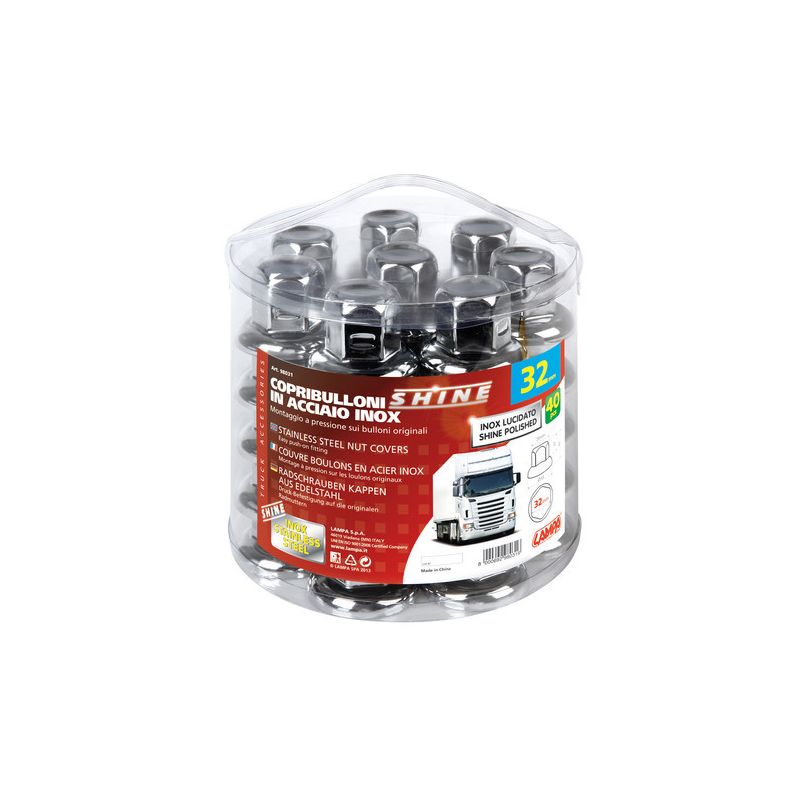 kit de 40 pernos embellecedores de acero inoxidable brillante para rueda de 32mm - fácil montaje