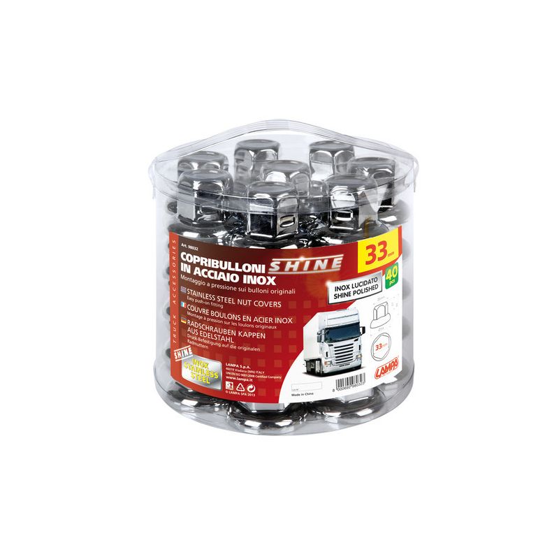 kit de 40 pernos embellecedores de acero inoxidable brillante para rueda de 33 mm - fácil montaje