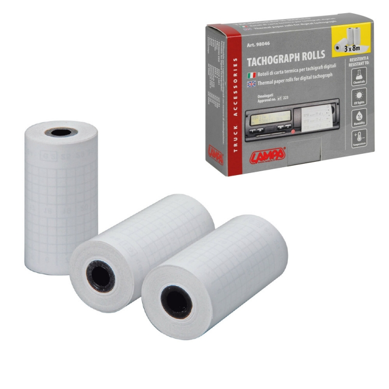 kit 3 rollos papel para tacógrafo digital lampa - para contra-pernos, cubiertas de tuercas y otras decoraciones