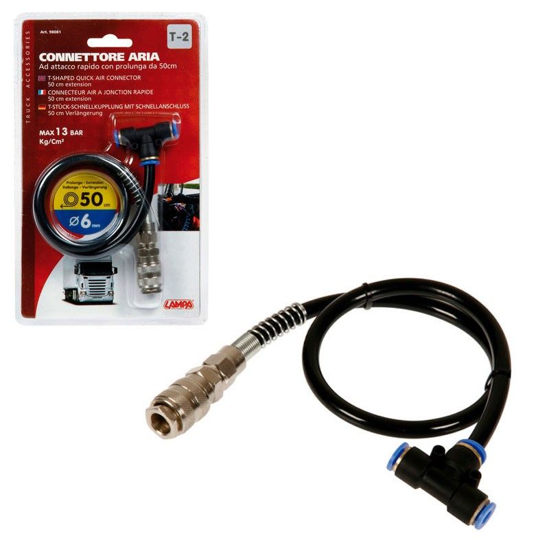 conector de aire rápido con alargador t2 de 60 cm de diámetro 6mm de lampa
