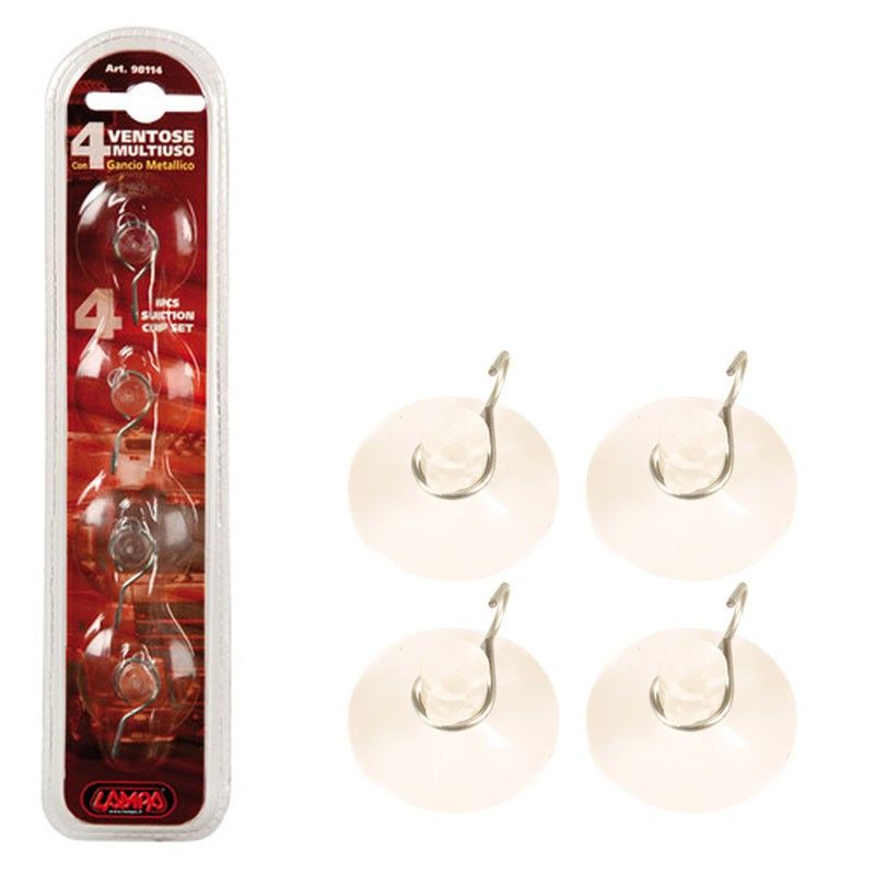pack de 4 ventosas con gancho de metal